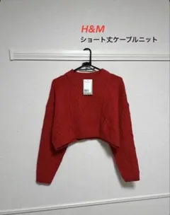 新品タグ付き　エイチアンドエム　ケーブルニット　セーター　赤ニット