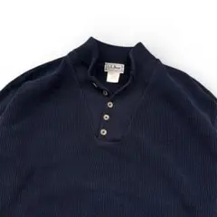 80s USA製 エルエルビーン ヘンリーネック セーター ネイビー XL