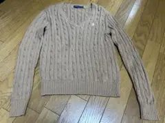 ポロラルフローレン　ニットセーター　ベージュ　長袖　M