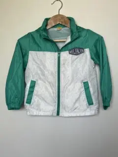 Moujonjon星柄ジャケット110ホワイトグリーンブルゾン 裏地メッシュ