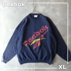 90s Reebok ビッグロゴ スウェット ネイビー XL オーバーサイズ