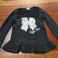 Mezzo Piano 黒 フリル付き長袖トップス