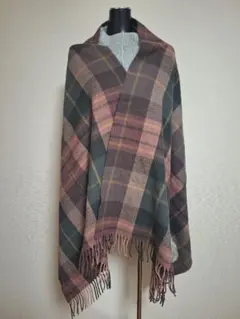 チェック柄フリンジストールドクロプリント