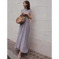 anuanse 花柄ノースリーブロングワンピース