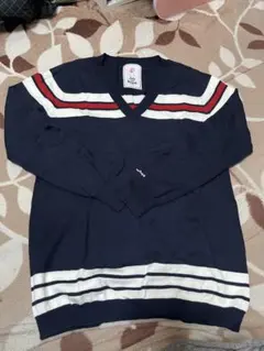 Jun and Rope Vネックニットセーター ネイビー