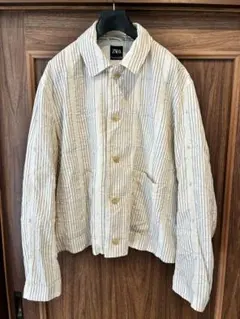 ZARA ザラ 異素材シアーストライプ ブルゾン 裏地あり モード 美品