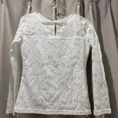 ホワイトレース長袖シャツ F