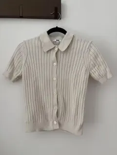 UNIQLO リブポロカーディガン 半袖 オフホワイトのサムネイル