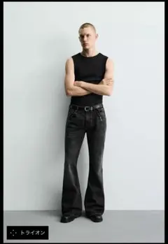 2026年最新】ZARA デニムカラー：ブラック メンズ ブーツカットデニム 
