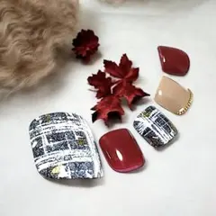 【ジェルネイルチップ】まとめ買いが得★チェック柄フットネイル