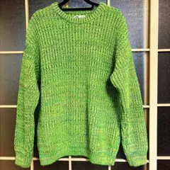 ZARA クルーネック ニット グリーン L