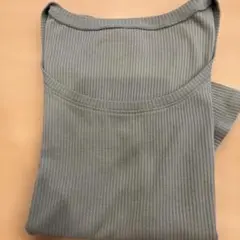 グレー リブ編み 半袖Tシャツ