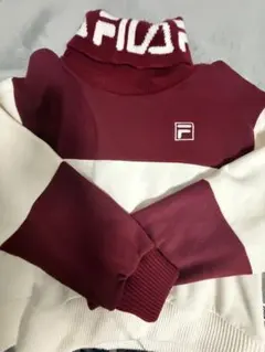 FILA ハイネック スウェット ボルドー×ホワイト