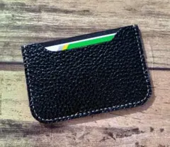 レザークラフトハンドメイド黒シュリンクカードケース
