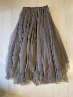 GRL ブラウン チュール フレアロングスカート