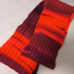 美品　プラステ　ニットマフラー レッド系 グラデーション 秋冬