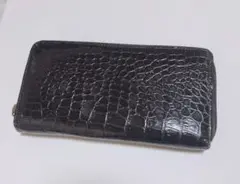クロコダイル風長財布　財布　黒　ブラック