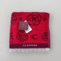 CLATHAS 花柄タオルハンカチ 赤