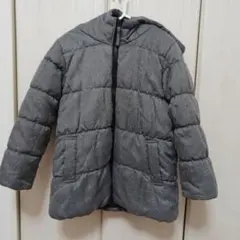 グレー フード付き キルティングコート 115-125cm