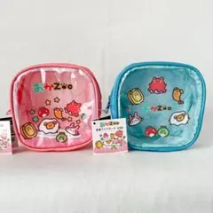 新品タグ付き2種セット◆おかzoo前面クリアポーチピンク水色マルチポーチプライズ