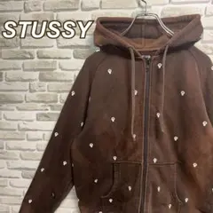 271【入手困難】ステューシー♧総柄　最高デザインスカルジップアップパーカー