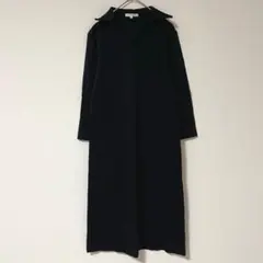 ルイシャンタン シャツワンピース ロング丈 ロールアップ 日本製 綿 黒 Lのサムネイル