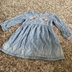 next デニムブルー 花柄刺繍 長袖ワンピース 100cm
