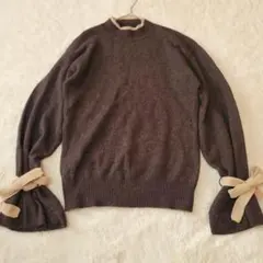 JILL STUART ダークブラウン ニット リボン M かわいい