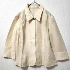 【極美品】ピノーレ リネン混 シアーシャツジャケット ゴールド光沢 38 日本製のサムネイル