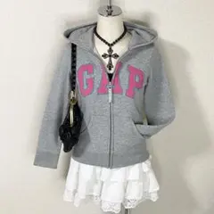 GAP パーカー ロゴ y2k 平成ギャル 平成女児 グレー