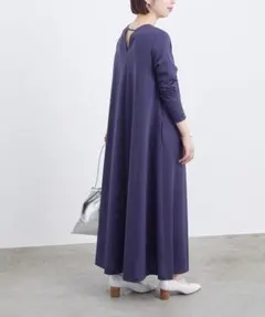 ADAM ET ROPE' バックオープン Aライン フレア ロング ワンピース