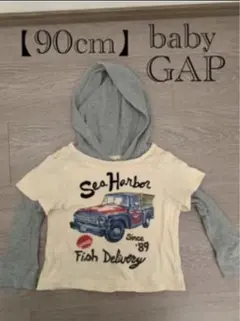 【90cm】babyGap★フード付 重ね着風 ロンT