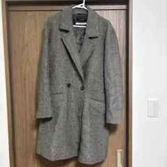 ウール70% ロングコート 日本製 サイズ3 古着 春服のサムネイル