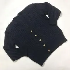 インゲボルグ 黒 ケーブル編み ニットカーディガン