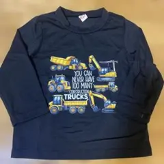 【未使用】建設重機 トラックプリント 長袖Tシャツ90
