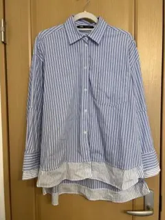 【ZARA】 ブルーストライプシャツのサムネイル