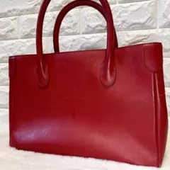 ロベルタディカメリーノ レザートートバッグ 赤 本革 ロゴ型押し ハンドバッグ