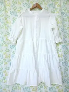 WEGO★ウィゴー★チュニックシャツ★ノーカラー★ティアード★ホワイト★Fのサムネイル