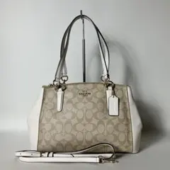 2510-192｜美品｜コーチ シグネチャー 2WAY ハンドバッグ ホワイト