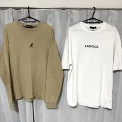 【2枚セット】KANGOL ロゴ刺繍 Tシャツ Lサイズ