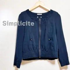 Simplicite シンプリシテェ　ジャケット　ネイビー　Uネック　紺色　長袖のサムネイル