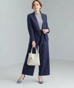 green label relaxingノーカラージャケット紺