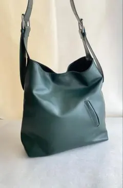 深緑　合皮　レザーバッグ　ショルダーバッグ　ビジネスバッグ　トート　2way