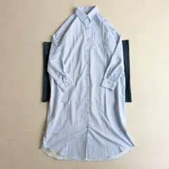 INGNI ロングシャツワンピース M ブルーストライプ きれいめオーバーサイズ