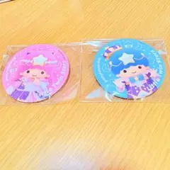 キキララ　缶バッジ2個セット　リトルツインスターズ　大きめ　ハーモニーランド