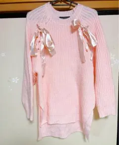 【新品未使用】リズリサ系onespoリボンニットワンピースピンクLIZ LISA