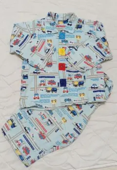 車両プリントパジャマ 120cm 水色