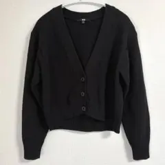 【美品】UNIQLO ブラック ニットカーディガン Vネック XS
