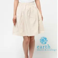 491earth music ミドル丈タックギャザースカート　アイボリー　Ｆ