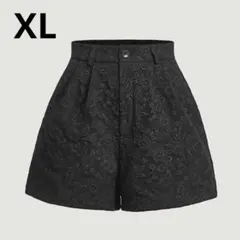 最終割引【XL】冬用　ショートパンツ ブラック　花柄